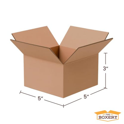 The Boxery 5"x5"x3" Corrugated Cardboard Boxes 100-Pack - size: 5 x 5 x 3"