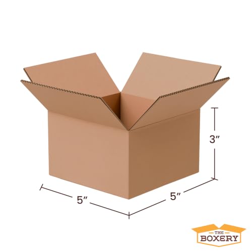 The Boxery 5"x5"x3" Corrugated Cardboard Boxes 100-Pack - size: 5 x 5 x 3"