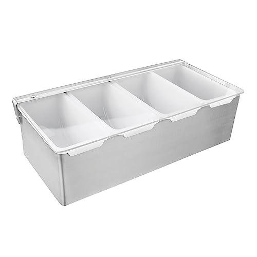 New Star Foodservice 48025 Stainless Steel Condiment Dispenser with 4 Compartments (NO ICE Tray Included) - size: 4 Compartments
