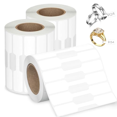 1500 PCS Jewelry Price Tags Stickers, Rectangular Self Adhesive Indentification Tags, Blank Waterproof Price Labels, Removable Residue-Free Labels for Display, Craft Shows of Necklace, Earring, Ring - size: 1500 pcs