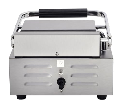 Kratos Commercial Electric Panini Sandwich Grill with Smooth Plates, 9" x 9" Cooking Surface, Commercial Countertop Panini Press, 120V, 1750W (29Y-018) - size: Small w/ Smooth Plates