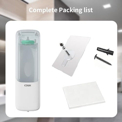 Soap Dispenser Wall Mount, 300ml No-Drill Adhesive or Screw Mounting - color: White