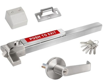 31.5" Stainless Steel Silver Push Bar Panic Exit Device - color: silvery‑white