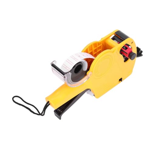 Walfront Manual Labeling Machine, Red 8 Digits Pricing Gun Kit, Manual Labeling Machine, Price Marking Tool with Spare Ink, Pricemarker Labels(Yellow)