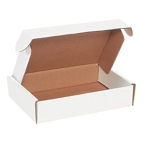 The Boxery 14 x 3 3/4 x 2 3/4 Inch-50-Pack, White Corrugated Shipping Box Mailers, Sturdy Shipping Boxes, Professional Packaging for Small Business Mailing, Gift Packing, Ship Flat - color: White, size: 14 x 3 3/4 x 2 3/4 (50 PACK)