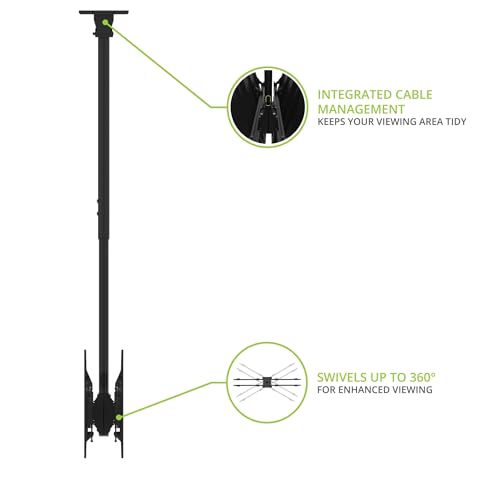Kanto CM600B4B Back-to-Back Quad TV Ceiling Mount for 40” to 45” TVs | 200 lb Weight Capacity | Height Adjustable | Up to +15°/-6° Tilt | Hidden Cable Management - style: Commercial - Quad TV - For 40" to 45" TVs - Black