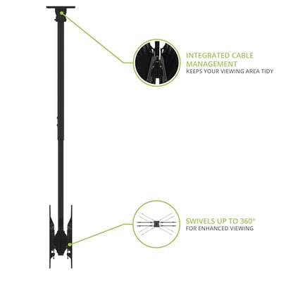 Kanto CM600B4B Back-to-Back Quad TV Ceiling Mount for 40” to 45” TVs | 200 lb Weight Capacity | Height Adjustable | Up to +15°/-6° Tilt | Hidden Cable Management - style: Commercial - Quad TV - For 40" to 45" TVs - Black