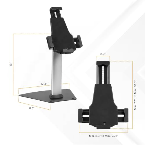 Mount-It! Universal Tablet POS Stand with Key Lock, Bolt-Down Base, Silver - size: Counter - Wide Base