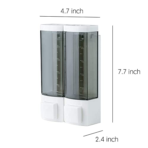 Double Soap Dispensers 250ml ABS Plastic Drill Free with Adhesive - size: 2-Chamber