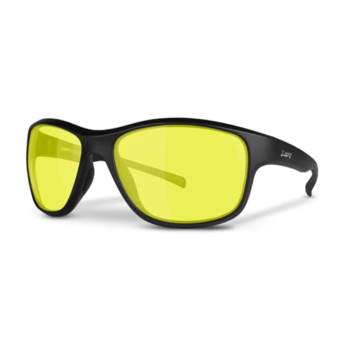 LIFT Delamo Safety Glasses, Medium–Large Fit, ANSI Z87.1 Polycarbonate - color: Black Matte/Yellow, size: One Size