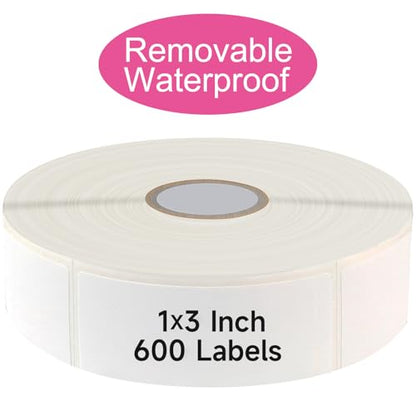 600 Blank Removable Freezer Labels with Perforation Line for Easy Distribution and Use. Waterproof and Oil-Resistant, Suitable for Food Containers, Jars, and Kitchen Organization.(1 "x 3") - size: 600 Pcs - 1 "x 3"