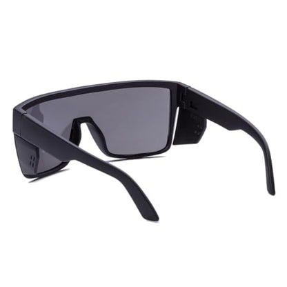 Polarized Safety Sunglasses, UV400 Protection, ANSI Z87.1 Wraparound Protective Eyewear - color: Matte Black Silver Mirror