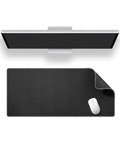 ALOANES Black Waterproof Desk Mat, Large, with Extended Mouse Mat, Office Desk Protector with Anti-Slip Base, Stitched Edge, Grain Jacquard Surface, Perfect for Gamer, Home, XL,11.81''x27.56''x0.12' - color: Black, size: 27.6L x 11.8W inches