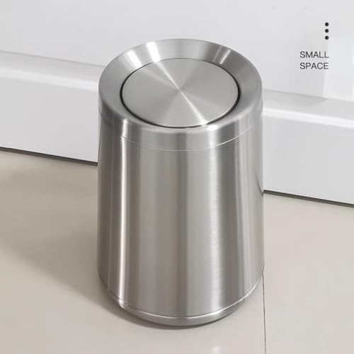 10L/2.6Gal Brushed Nickel Bathroom Trash Can with Lid,Sliver - color: silver