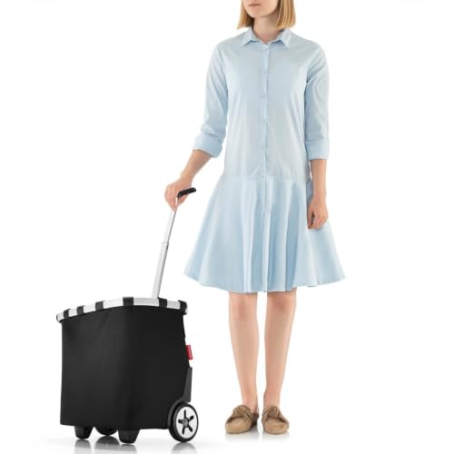 reisenthel carrycruiser Black - Portable Shopping Trolley with Sturdy Aluminum Frame, Shoulder Strap and Removable mesh Inner Bag - Water-Repellent - color: Black