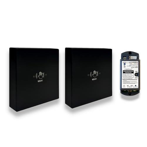 Olideauto Wireless Infrared Non-Touch Switch M-605MHW for Electric Door Opener,Hand Wave Sensor Open Door,Sensoring Distance Adjustable,Include 2PCS Wireless Switches and 1PCS Wired Receiver (Black) - color: Black