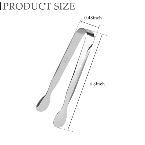 6 Pack 4.3 inch Mini Sugar Tongs, Stainless Steel Small Serving Tongs, Tiny Kitchen Tongs for Appetizers, Desserts, Tea Party and Coffee Bar
