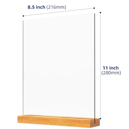 8.5x11 Inch Acrylic Sign Holder with Wooden Base, Desktop Display Stand (8.5x11 5Pack) - size: 8.5x11 5Pack