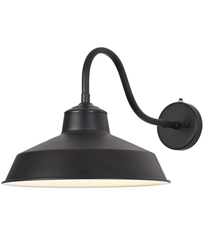 Dusk Till Dawn Gooseneck Wall Lights Black Outdoor Barn Wall Sconce Farmhouse Wall Mount Lights Black on The Outside, White on The Inside lampshade for Porch Entryway Garage 14in - size: 14 in