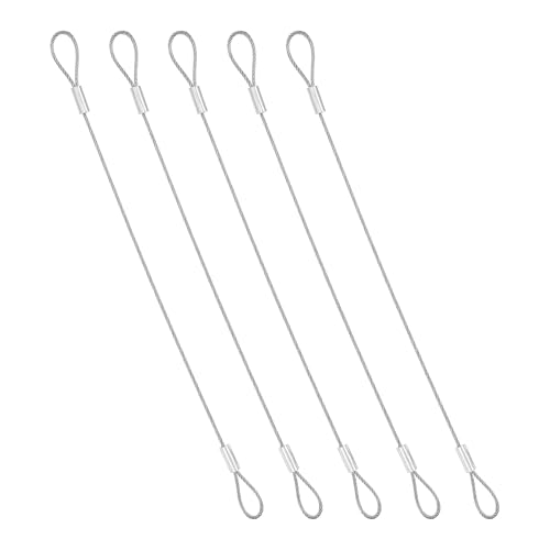 PATIKIL 1.2mmD x 8" L Outdoor Travel Security Cable, 5PCS 304 Stainless Steel Safety Wire Rope Luggage Anti-Theft Cable with Loop Ends for Bike Motorcycle Home Decoration, Silver - size: 0.05 in D x 8 in L