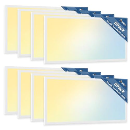 Amico 8 Pack 2x4 LED Flat Panel Light with 3CCT Selectable, 45W, ETL/FCC - size: 8 Pack