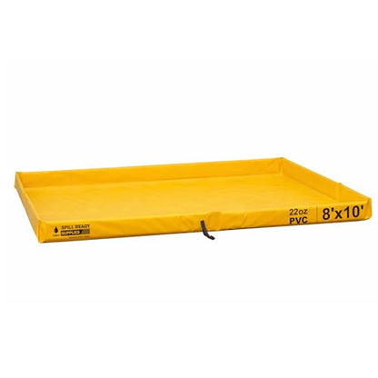Spill Ready 8' x 10' Foam Wall Spill Containment Berm - 22oz PVC, 285 Gallon Sump, 8x10 Secondary Containment Spill Berm | Yellow with 0.75" Drain | Quick & Easy Setup - Garage & Industrial Use - size: 8' x 10'