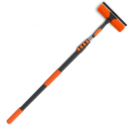 LAANPOLE 36FT Window Squeegee with Extension Pole, 2-in-1 Squeegee for Window Cleaning, Professional Cleaning Kit for Home with 30FT Telescoping Pole for Outdoor Indoor Use - size: 30FT