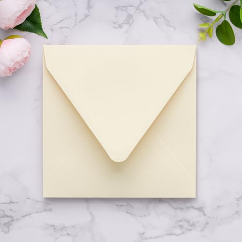 PONATIA 50 PCS/Pack Square Envelopes, Euro Flap Cream Envelopes - color: Cream