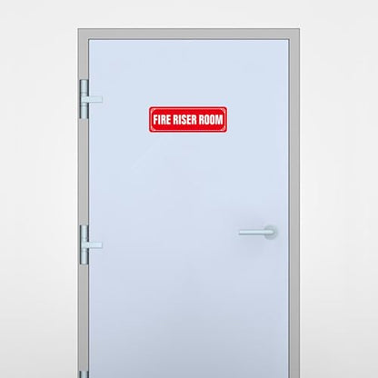 (2 Pack) Fire Riser Room Sign, Self Adhesive Rust Free and Reflective Aluminum Metal Sticker Signs for Wall and Door (9 x 3 inches, Red/White) - color: Red /White