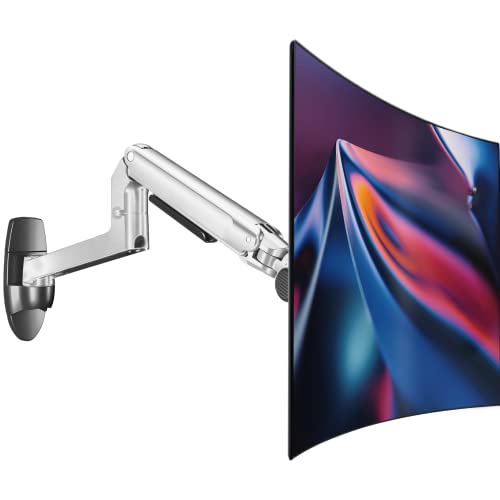 Ergounion Monitor Wall Mount for Flat or Curved Screens up to 38" Within 25 lbs, Full Motion Adjustable Monitor Arm Wall Mount with Cable Management, VESA 75x75/100x100mm, Silver - color: Silver, size: Single