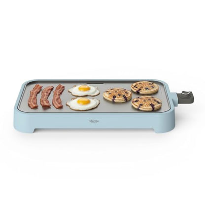 Martha Stewart 12"x 22" XL Electric Griddle, Ceramic Nonstick Flat Top - color: Sky Blue