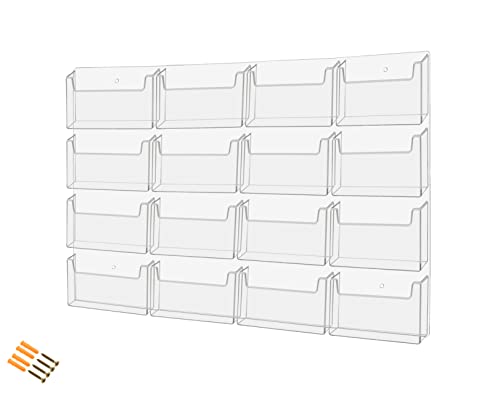 Marketing Holders Post Card Holder Acrylic 16 Pockets Holds 6" Printed Media Hanging Hardware Included Use at Real Estate Offices Hotels Resorts Convention Centers Hotels Eye Catching Clear - size: 16 Pocket Vertical