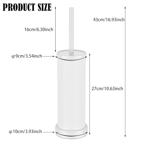 Metal Vertical Grain Toilet Bowl Brush and Holder Set Scrubber White - color: White