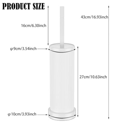 Metal Vertical Grain Toilet Bowl Brush and Holder Set Scrubber White - color: White