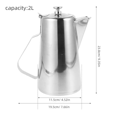 VOSAREA Stainless Steel Water Pitcher with Lid 2L Large Capacity Milk Frothing Jug with Handle for Hot Cold Water Iced Tea Metal Carafe Serving in Home Restaurant Office