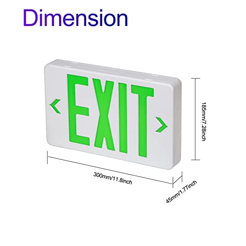 GZRUIYANG Green LED Exit Sign With Emergency Light - UL Listed, Battery Backup, AC 120/277V - Commercial Lights for Business - 6 Pack - color: White Housing Green Letter, size: 6 Pack