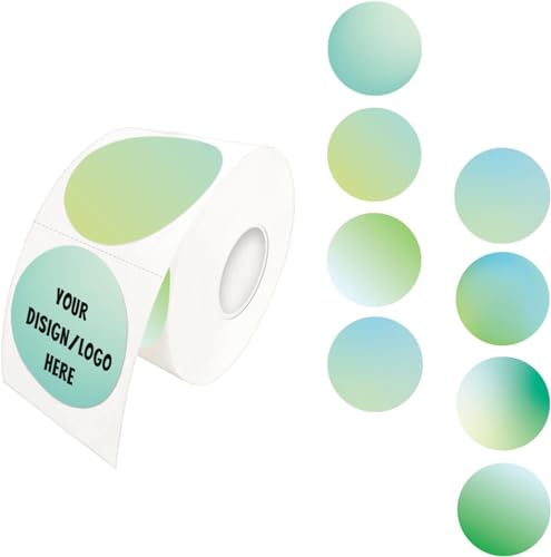 1.5 Inch Green Round Thermal Sticker Labels, Self-Adhesive Circle Direct Thermal Labels, Multi-Purpose Roll Sticker Labels for DIY Logo Design with Perforation Line（ 500 Labels，1 Roll） - color: Green-500 Labels, size: 1.5 inch