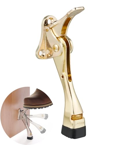 HOME&I 4" Kick Down Door Stopper, Hands-Free Pedal Door Stop with Adjustable Rubber Foot, Heavy Duty Door Holder for Home & Office (Gold, 4 Inch x 1 Pack) - color: Gold, size: 4 Inch x 1 Pack