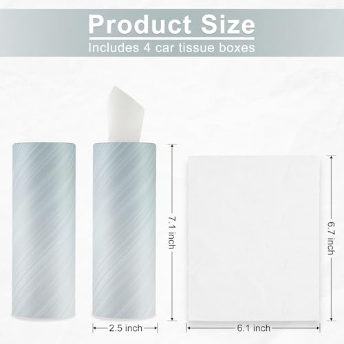 SINGARO Car Tissue Holder, 4 Pack Car Cup Holder Facial Tissues with Travel Tissue Bag, Quick and Convenient Flower Combination Box(4 Canisters/200 Tissues) Silvery - color: silvery
