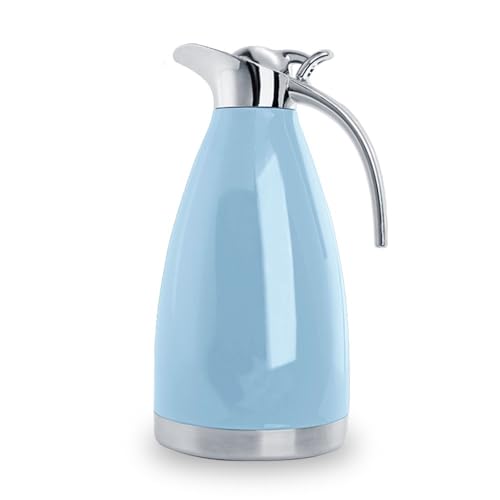 Sumerflos 68 Oz Stainless Steel Coffee Thermal Carafe/Double Walled Vacuum Thermos Insulated / 12 Hour Heat Retention / 2 Liters (Blue) - color: Blue
