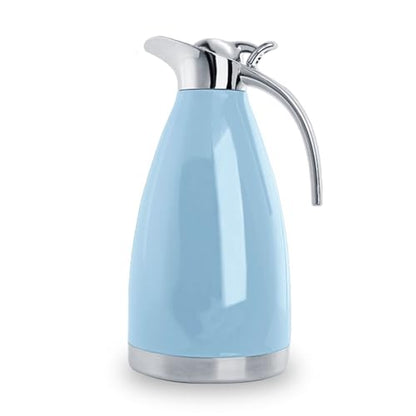 Sumerflos 68 Oz Stainless Steel Coffee Thermal Carafe/Double Walled Vacuum Thermos Insulated / 12 Hour Heat Retention / 2 Liters (Blue) - color: Blue