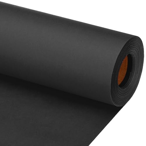 PATIKIL Wrapping Paper, 15"x800"(66') Bulletin Board Paper Roll Kraft Paper Roll Construction 80GSM for Shipping Packing Gift Wrapping Craft Flower Bouquet Christmas, Black - color: Black, size: 15x800 Inch
