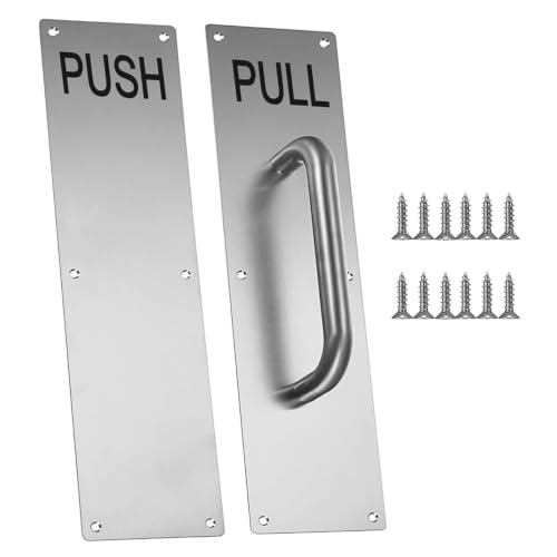 Stainess Steel Door Push Plate, Heavy Duty Door Handle Push Pull Plate, Silver Door Handle Plate for Home/Office/Warehouse/Public (M 1 Pack) - size: M 1 Pack