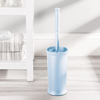 mDesign Toilet Bowl Brush and Holder - Covered Bathroom Toilet Brush - Standing Toilet Bowl Scrubber in Modern Holder - Space Saving, Deep Cleaning Brush for Toilet - Hyde Collection - Light Blue - color: Light Blue, size: Pack of 1