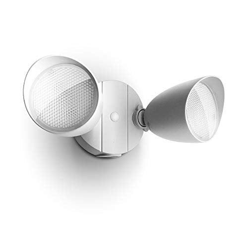 LUTEC 6222W-D2D 3500 Lumen 32 Watt Dusk to Dawn Dual-Head Flood Light Outdoor Waterproof Exterior Security Wall Light, Full Metal Design Floodlight for Patio, Garden, Yard-White - color: White-dusk to Dawn, size: Dual-Head