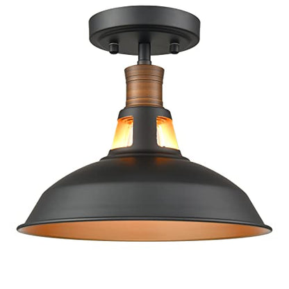 CLAXY Industrial Farmhouse Ceiling Light 1-Light Barn Ceiling Light - color: Black and Gold