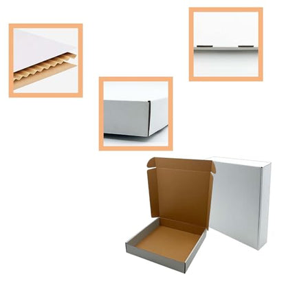 11x11x2 Inch Shipping Boxes Set of 25,White Corrugated Cardboard Mailers - size: 11x11x2 inches