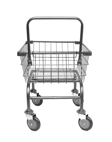Heavy Duty Uhandle Laundry Cart with 5" Wheel (Charcoal Grey) Ruber Grip.