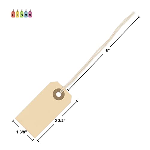 250 Small Manila Tags with String Attached #1, 2 3/4" x 1 3/8"