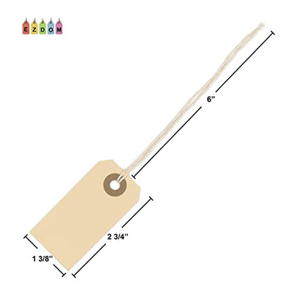250 Small Manila Tags with String Attached #1, 2 3/4" x 1 3/8"